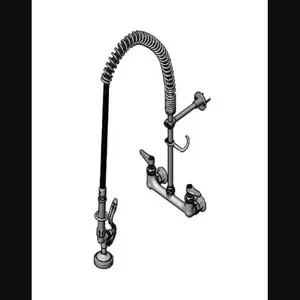 T&S B-0133-B-145X Pre-Rinse Faucet Unit, 8 Inch, Wall Mt. Unit, 12 Inch Riser, Spray Valve | AV3MJW