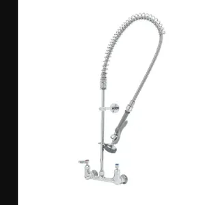 T&S B-0133-B-SWV Pre-Rinse Faucet, Spring Action, 8 Inch Wall Mount Base, And Swivel | AV3MJX