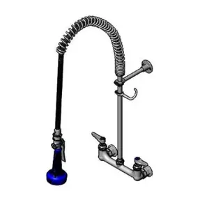 T&S B-0133-B08-SWV Pre-Rinse Faucet, 8 Inch Wall Mount, 1.07 gpm Spray Valve, PRSV Swivel | AV3MKC