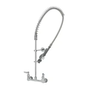 T&S B-0133-BC Pre-Rinse Faucet, Spring Action, 8 Inch Wall Mount, Low-Flow Spray Valve | AV3MKK