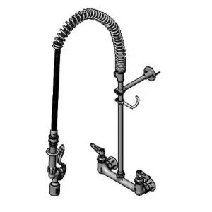 T&S B-0133-BJ-SWV-T Pre-Rinse Faucet, 8 Inch Wall Mount Base, Wall Bracket, Tee, Swivel | AV3MKM