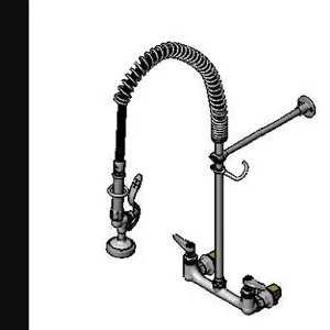 T&S B-0133-BR-B Pre-Rinse Faucet Unit, 8 Inch, Wall Mt., Supply Stops-Hoses-Elbows, 36 Inch Hose | AV3MKR