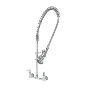 T&S B-0133-CCB Pre-Rinse Faucet, Spring Action, Wall Mount, 8 Inch, 1/2 Inch NPT Male Inlets | AV3MKX