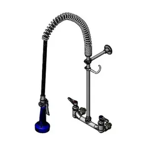 T&S B-0133-CCB08C Pre-Rinse Faucet, Spring Action, Wall Mount, 8 Inch, 1/2 Inch NPT Male Inlets | AV3MLB