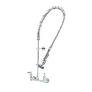 T&S B-0133-CR-B-SWV Pre-Rinse Faucet, 8 Inch Wall Mount, Ceramas, Lever Handles | AV3MLF