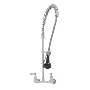 T&S B-0133-CR-B08C Pre-Rinse Faucet, 8 Inch Wall Mount, Ceramas, 18 Inch Riser, Spray Valve | AV3MLH