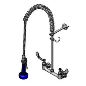 T&S B-0133-CR-B08W4 Pre-Rinse Faucet, 8 Inch Wall Mount, Ceramas, With Check Valves | AV3MLL