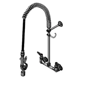 T&S B-0133-CR-BC-SW Pre-Rinse Faucet Unit, 8 Inch Wall Mount, Ceramas, 44 Inch Flex Hose, Swivel And | AV3MLP