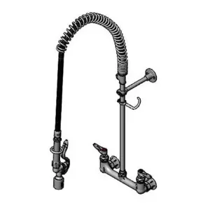 T&S B-0133-CR-BC-T Pre-Rinse Faucet, 8 Inch Wall Mount, Ceramas | AV3MLQ