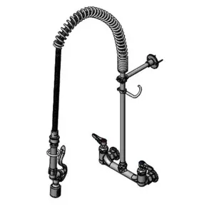 T&S B-0133-CR-BJ-SW Pre-Rinse Faucet, 8 Inch Wall Mount, Ceramas | AV3MLV