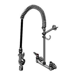 T&S B-0133-CR-BJSTK Pre-Rinse Faucet Unit, 8 Inch Wall Mount, Ceramas, Tee | CE4ZWA