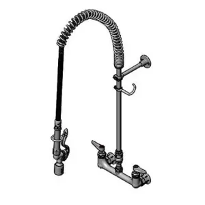 T&S B-0133-CR-V-BCE Pre-Rinse Faucet, 8 Inch Wall Mount, Vacuum Breaker, 18 Inch Riser, Ceramas | AV3MLZ