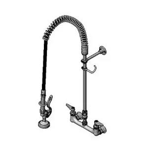 T&S B-0133-CR-V-BE Pre-Rinse Faucet, 8 Inch Wall Mount, Vacuum Breaker, 44 Inch Flex Hose, Ceramas | AV3MMA