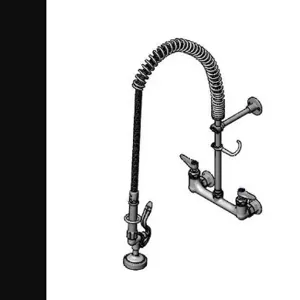 T&S B-0133-CRB-145X Pre-Rinse Faucet Unit, 8 Inch, Wall Mt Unit, 12 Inch Riser, Spray Valve, Ceramas | AV3MMB