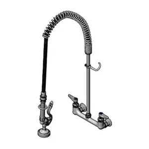 T&S B-0133-SWV Pre-Rinse Faucet, Spring Action, 8 Inch Wall Mount Spray Valve, PRSV Swivel | AV3MMM