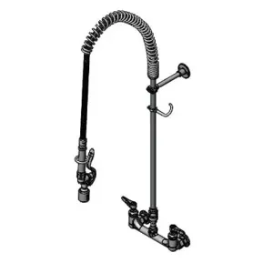 T&S B-0133-V-BC Pre-Rinse Faucet, Spring Action, Wall Mount Base | AV3MMQ