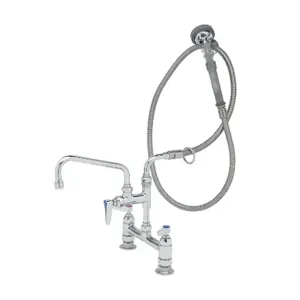 T&S B-0175-05 Pre-Rinse Faucet, 8 Inch Deck Mount Base, Add-On Faucet, 8 Inch Swing Nozzle | AV3MQU