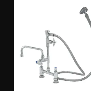 T&S B-0177-60X-LF22 Faucet, Deck Mt, ADF, 8 Inch Swing Nozzle, Laminar Flow, VB, Hose And Spray Face | AV3MRB