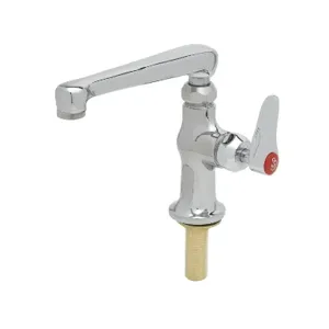 T&S B-0208-CR-HW Single Temp Deck Mt. Faucet, Cerama Cartridge, Red Index, 6 Inch Cast Spout | AV3MYH