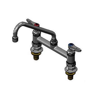T&S B-0220-166X-CRK Deck Mount Mixing Faucet, CV-Ceramas, 9 Inch Swing Nozzle And Supply Nipple Kit | CE4ZWW