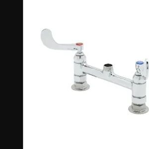 T&S B-0220-LN-WH4 Double Pantry Faucet, 8 Inch Deck Mt., Swivel Outlet, 4 Inch Wrist Handles | AV3MZM