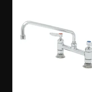 T&S B-0221-CR-K-F10 Deck Mount Faucet, Ceramas, 12 Inch Swing Nozzle, 1.0 GPM Aerator, Lever Handles | AV3MZX