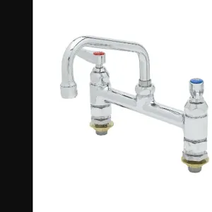 T&S B-0222-CC Double Pantry Faucet, Deck Mt., 8 Inch Centers, 1/2 Inch NPT Male Inlets | AV3NAD