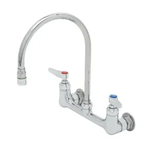 T&S B-0230-134XA Double Pantry Swivel Base Faucet, 8 Inch, Wall Mt., Swivel Gooseneck | CE4ZXB