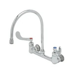 T&S B-0230-135X-WH4 Mixing Faucet, Wall Mt., 4 Inch Wrist Action Handles | AV3NBT