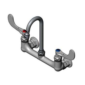 T&S B-0230-187XWSC4 Double Pantry Faucet, 8 Inch, Wall Mt., Gooseneck, 1.5 GPM Aerator | CE4ZXE