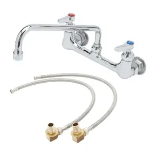 T&S B-0231-CR-KIT Faucet, Wall Mt., 8 Inch, 1/2 Inch NPT Male Inlets, Ceramic Cartridges | AV3NDH