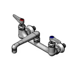 T&S B-0234-EE Double Pantry Faucet, Wall Mt., 8 Inch Centers, 6 Inch Cast Spout | AV3NEN