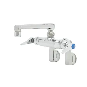 T&S B-0243 Double Pantry Faucet, Wall Mt., Adjustable Centers, Integral Stops | AV3NFK