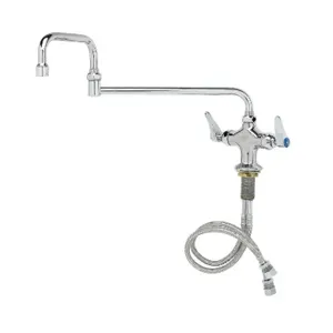 T&S B-0250 Double Pantry Faucet, Single Hole Base, 18 Inch Double-Joint Swing Nozzle | AV3NFQ