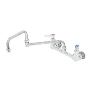 T&S B-0266-CR-SC Dual Pantry Mixing Faucet, 8 Inch Wall Mount, Check-Valve Ceramas | AV3NGJ