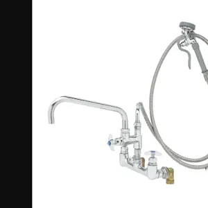 T&S B-0284 Mixing Faucet, 12 Inch Nozzle, 104 Inch Flex Hose, Spray Valve | AV3NHG