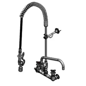 T&S B-0287-427-BC Pre-Rinse Faucet Unit, 8 Inch Wall Mount, 12 Inch Add-On Faucet, Spray Valve | AV3NHL