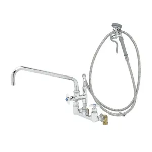 T&S B-0289 Spray Assembly, 8 Inch Wall Mount, 18 Inch Add-On Faucet, Angled Spray Valve | AV3NHN