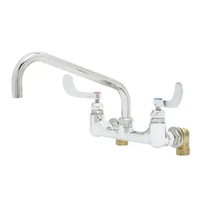 T&S B-0290-04 Mixing Faucet, 8 Inch Wall Mount, 12 Inch Nozzle, 4 Inch Wrist-Action Handles | AV3NHR