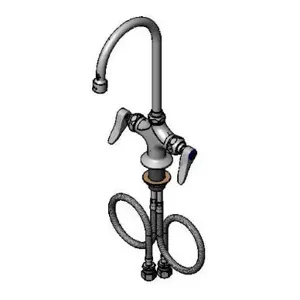 T&S B-0302 Double Pantry Faucet, Single Hole Base, Gooseneck, Vandal Resistant Aerator | AV3NKU