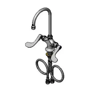 T&S B-0317 Single Hole Swivel Deck Mt. Faucet., 4 Inch Wrist Handles, 2.2 GPM Aerator | AV3NMN