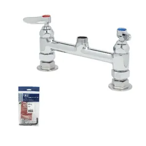 T&S B-0320-LN Double Pantry Swivel/Rigid Base Faucet, Deck Mt., 8 Inch Centers, Less Nozzle | AV3NMZ