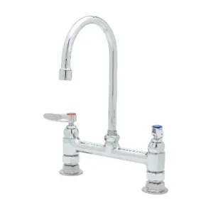 T&S B-0320 Double Pantry Faucet, Deck Mt., 8 Inch Centers, Swivel/Rigid Gooseneck | AV3NMY