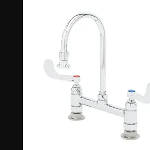 T&S B-0322-04 Mixing Faucet, Deck Mt., 8 Inch, Swivel/Rigid Gooseneck, With 2.2 GPM Rosespray | AV3NNH