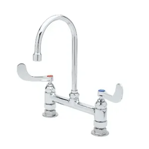 T&S B-0323-04 Medical Faucet, Deck Mt., 8 Inch, Swivel/Rigid Gooseneck, 4 Inch Handles | AV3NNJ