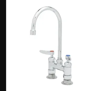 T&S B-0325-CR Double Pantry Faucet, 4 Inch, Swivel Gooseneck, Lever Handles | AV3NNT