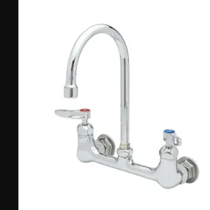 T&S B-0331-CR Faucet, 8 Inch Wall Mt., Ceramas, Swivel Gooseneck, 1/2 Inch NPT Inlets | AV3NPW