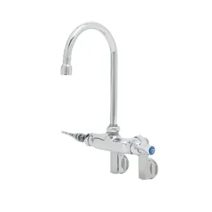 T&S B-0340 Double Pantry Faucet, Wall Mt, Adj Centers, 5 3/4 Inch Swivel/Rigid Gooseneck | AV3NQA