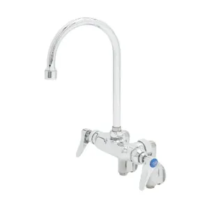 T&S B-0343 Double Pantry Faucet, Wall Mt., Adj. Centers, 5 3/4 Inch Swivel/Rigid Gooseneck | AV3NQG