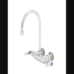 T&S B-0346 Double Pantry Faucet, Wall-Mount, 3-3/8 Inch Centers, Swivel/Rigid Gooseneck | AV3NQK